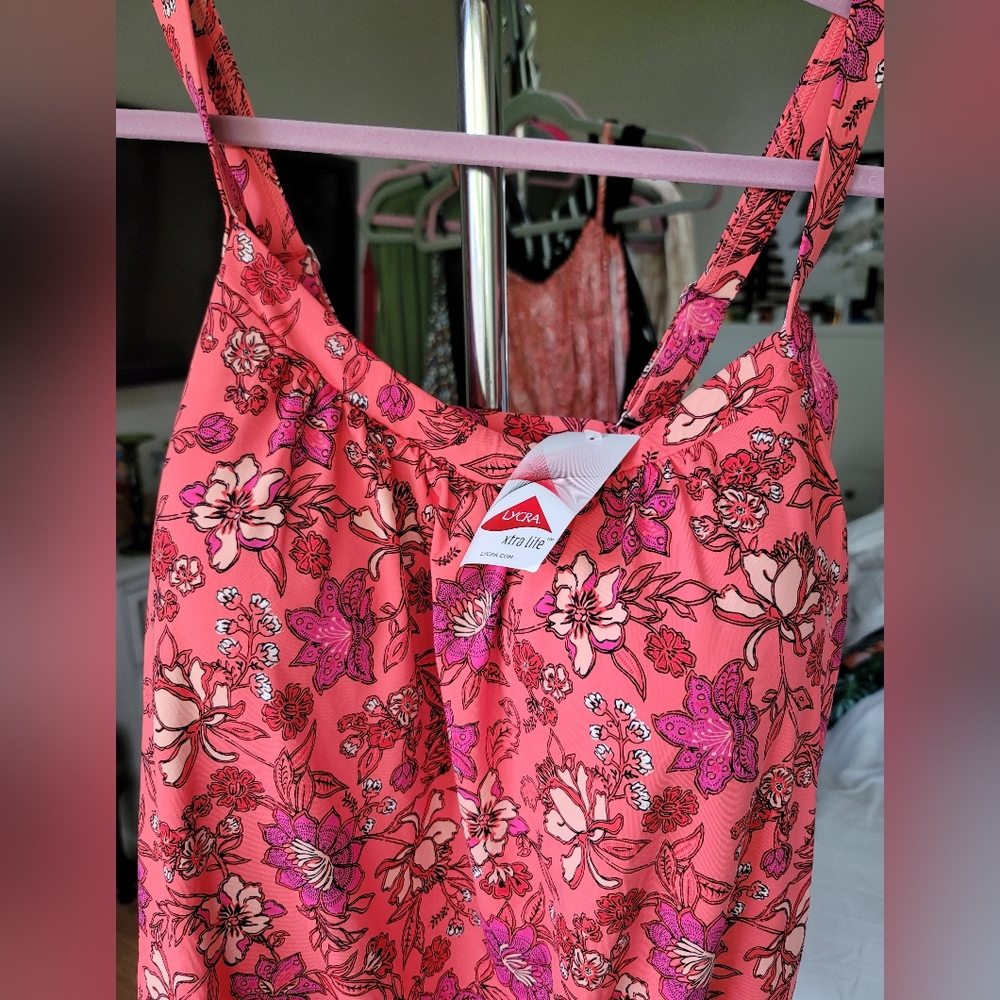 Lands End Blouson Tankini Top Size 18